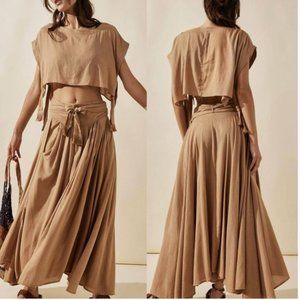 NWOT Free People Sundown Skirt Set In Iced Coffee Mocha Brown